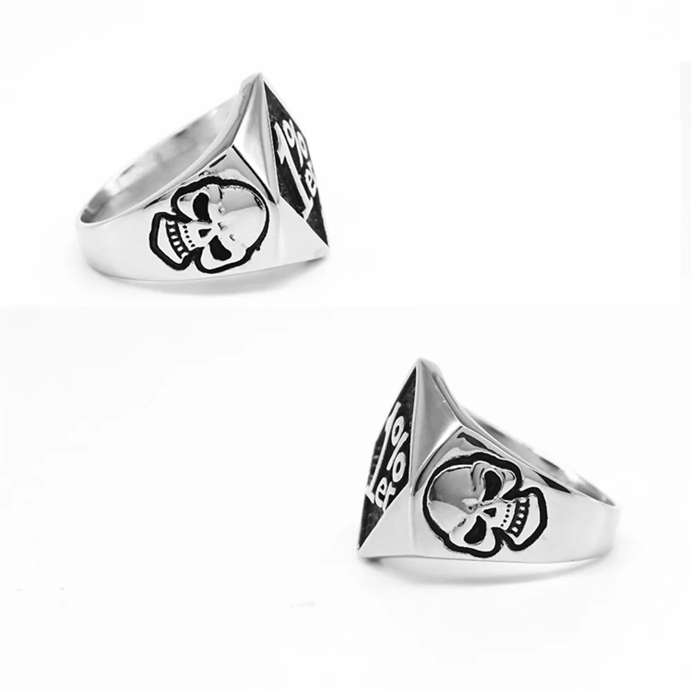 Один процент 1% ER черепа кольцо байкера для мужчин нержавеющая сталь золотой