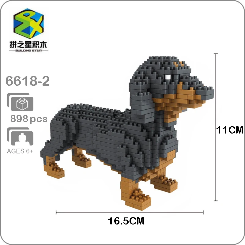 Конструктор Star 6618-2 такса черная собака животное 3D модель DIY Алмазный