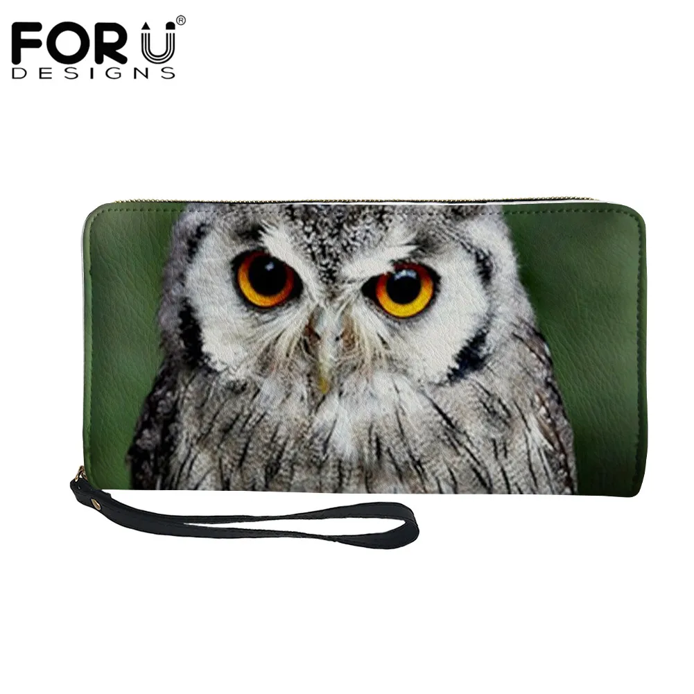 

FORUDESIGNS 3D Owl Animal Pattern Wallet Women's Leather Coin Purse Fashion Ladies Casual Pu Wristband Wallet Money Purse