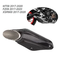 2017 2020 modify motorcycle exhaust pipe mt09 fz09 xsr900 muffler slip on demper silencer with carbon fiber heat shield cover