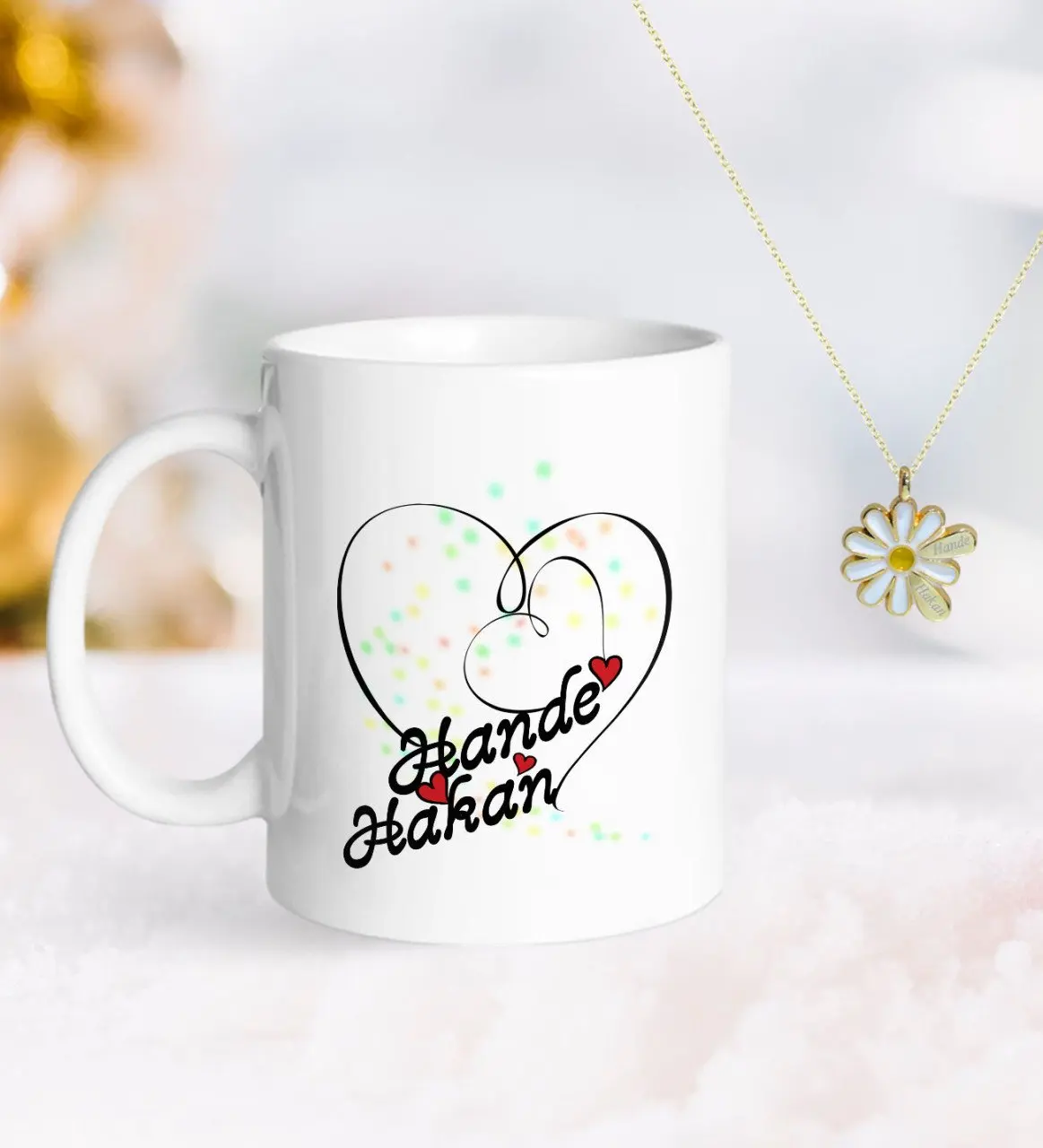 

Персонализированные ко Дню Святого Валентина кружка и двойной Дейзи Kolye-11