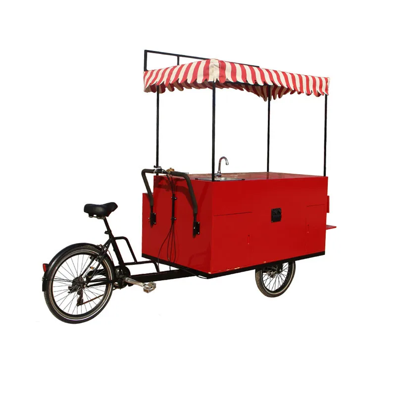 Красного цвета Электрический грузовой велосипед трехколесный для взрослых