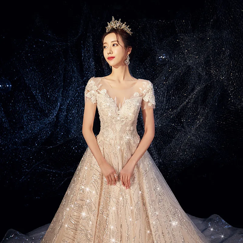 2020 Abiye Gece Elbisesi Main Wedding Dress New Bridal Gowns Web Celebrity Trill Trailing Luxury Star Super Fairy Dream | Свадьбы и