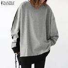 Осенние толстовки 2022 ZANZEA Модные женские повседневные толстовки с длинным рукавом в стиле пэчворк пуловер Свободный свитшот