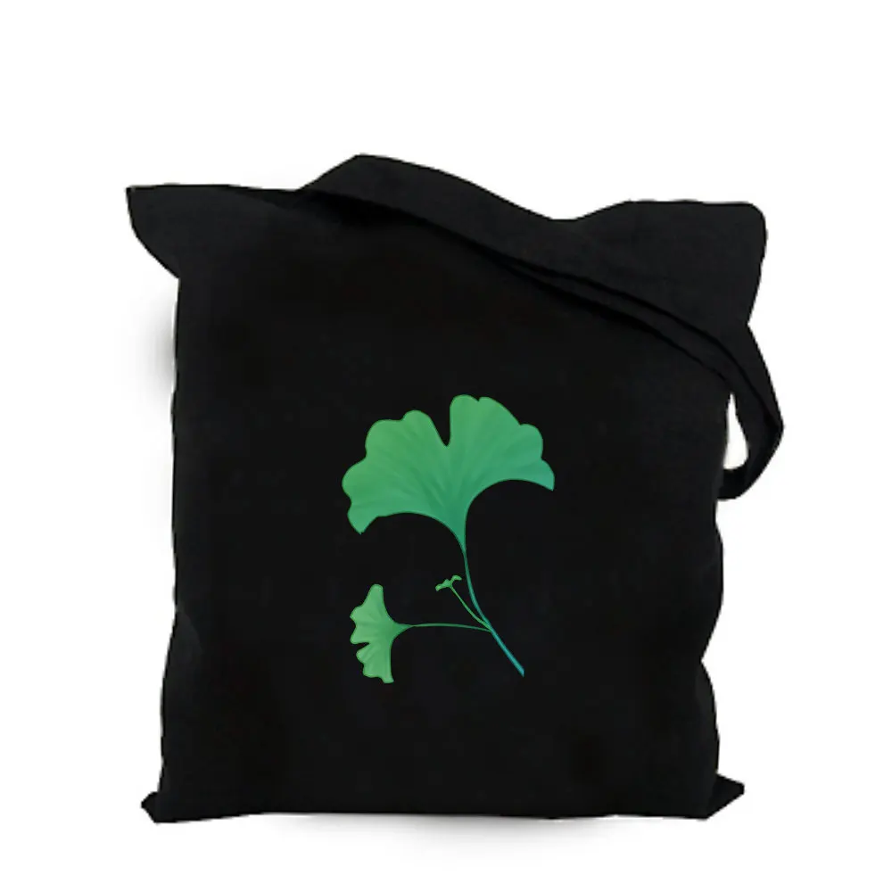 cotton canvas bag 13 Зеленый лист растений черный хлопковый холст сумка Подгонянная эко девушка сумка на заказ сумка для покупок с логотипом для мужчин или женщин - Цвет: cotton canvas bag 13