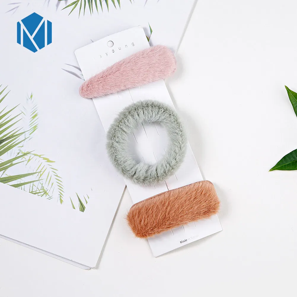 MISM, 1 набор, заколки из овечьей шерсти для женщин/девушек, цветная плюшевая повязка для волос, заколки, шпильки геометрической формы, резинка для волос, аксессуары для волос