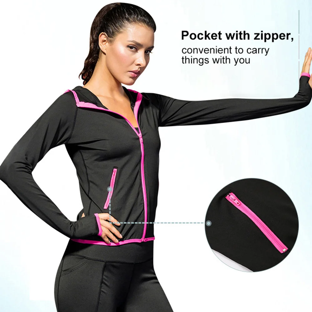 Куртка женская спортивная с длинным рукавом на молнии для занятий йогой | Спорт и