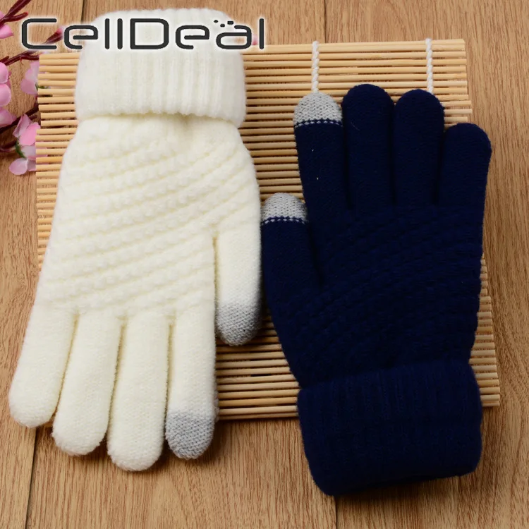 Перчатки в клетку с пятью пальцами и имитацией кашемира 1 пара|Женские перчатки| |