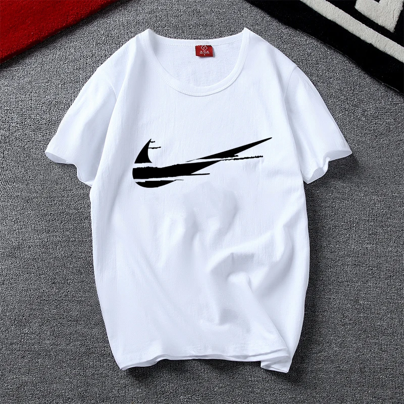 

Pure cotton short-sleeved INIKE T-shirt men's summer new men's slim round neck printing all-match casual bottoming shirt tide