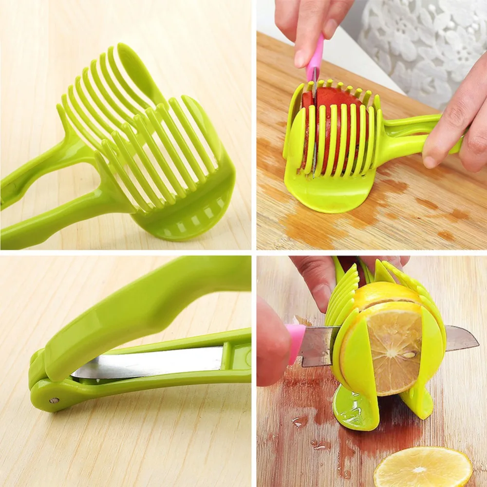 

High Quality Easy Clean Convenient Kitchen Good Helper Working Tool Tomato Slicer Onion Potato Fruit Lemon Peel Cutter Holder