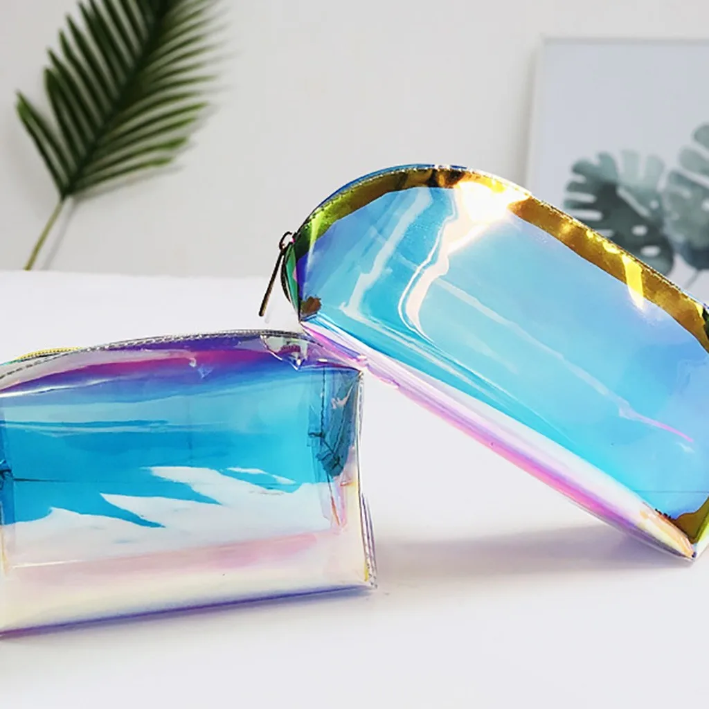 Женская модная Лазерная волшебная сумка для макияжа прозрачная гелевая Сумка