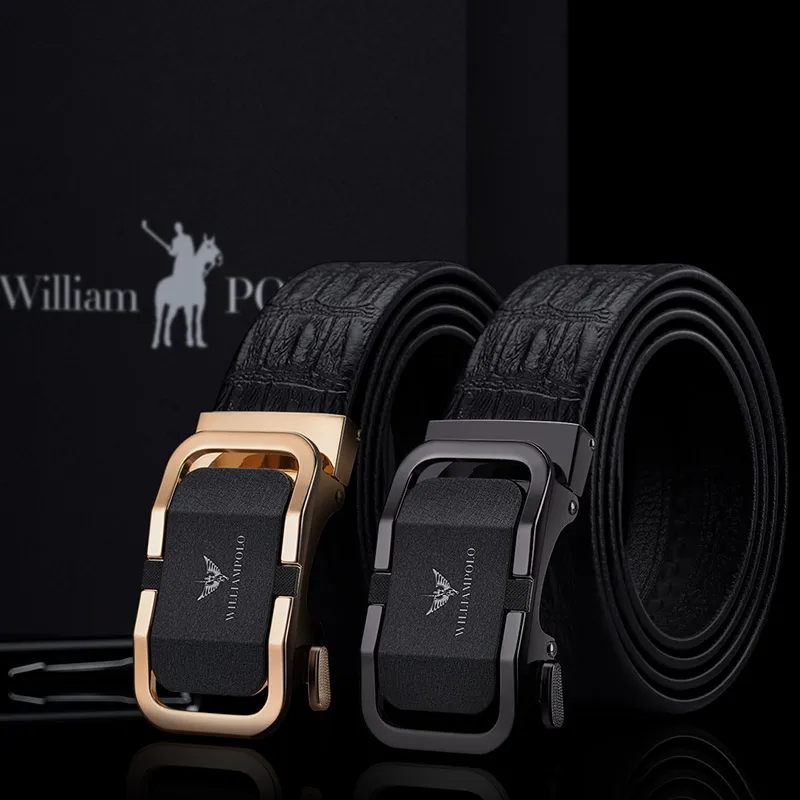 Мужской ремень из натуральной кожи WILLIAMPOLO Роскошный дизайнерский золотистого