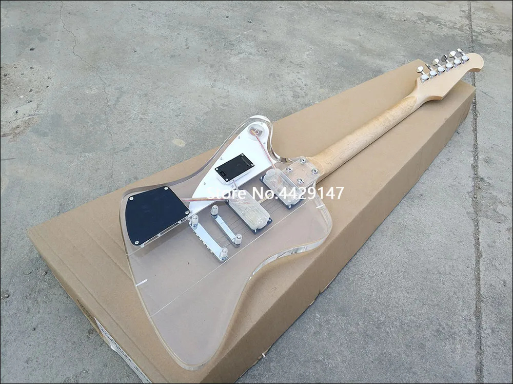

Acrylic crystal Electric guitar, Rosewood Fingerboard & Acrylic Body with LED light, Chrome Hardware Wholesale Fast Shipping
