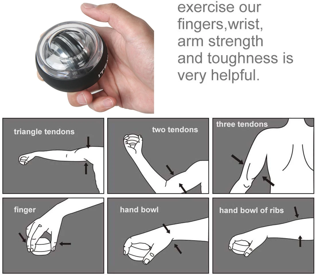 

Self-Starting Wrist Ball Super Gyroscope Powerball with LED Light Gyro Arm Force Trainer Muscle Relax Gym Fitness Equipment