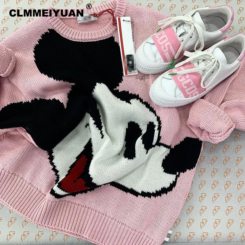 Милый милый женский пуловер с Микки Маусом в стиле Харадзюку для девочек розовый