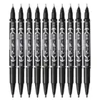 Оптовая продажа, двухсторонняя Перманентная маркерная ручка, тонкие водостойкие чернила с тонким перьевым наконечником, черные чернила 0,5 мм-1 мм, тонкий цвет