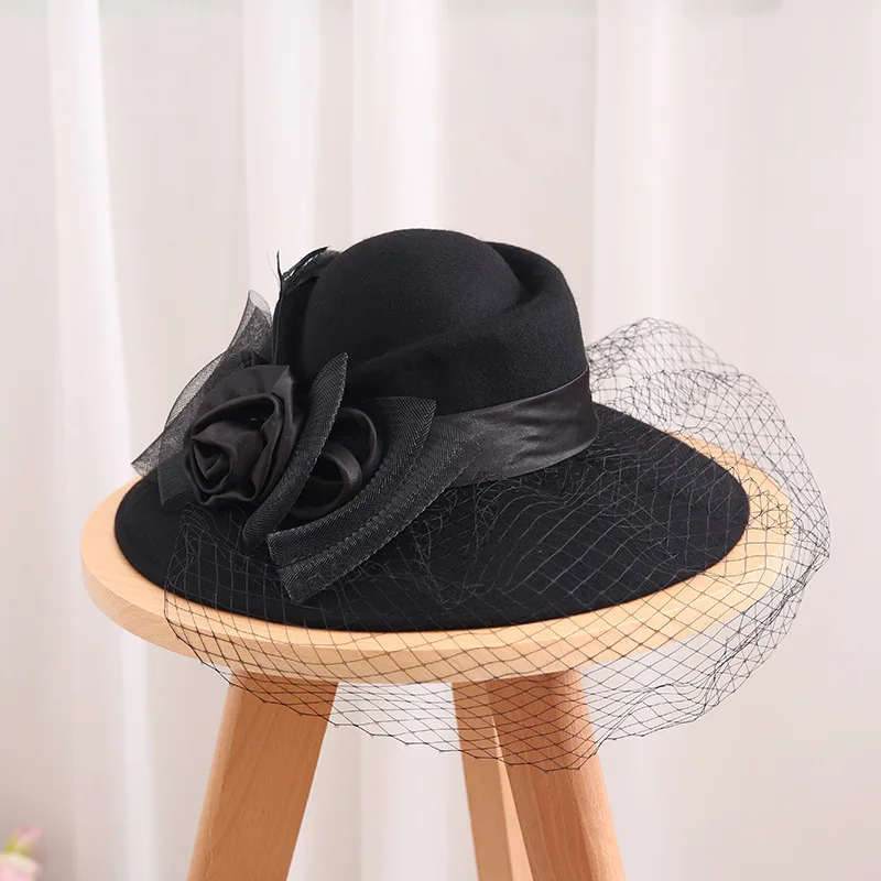 

2022 British Hepburn Hat Brim Baize Cloth Hat Sir Ms Autumn The Party Warm White Gauze Cap