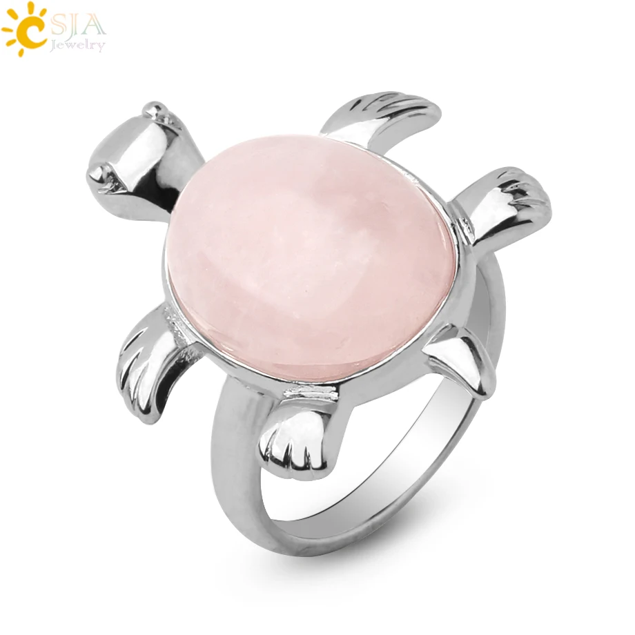 Женское кольцо CSJA с натуральным кристаллом серебряного цвета рисунком животного