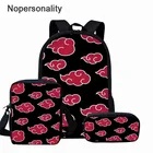 Комплект школьных сумок Nopersonality из 3 предметов, школьные ранцы с японским аниме принтом Акацуки для подростков, сумки для книг для мальчиков и девочек