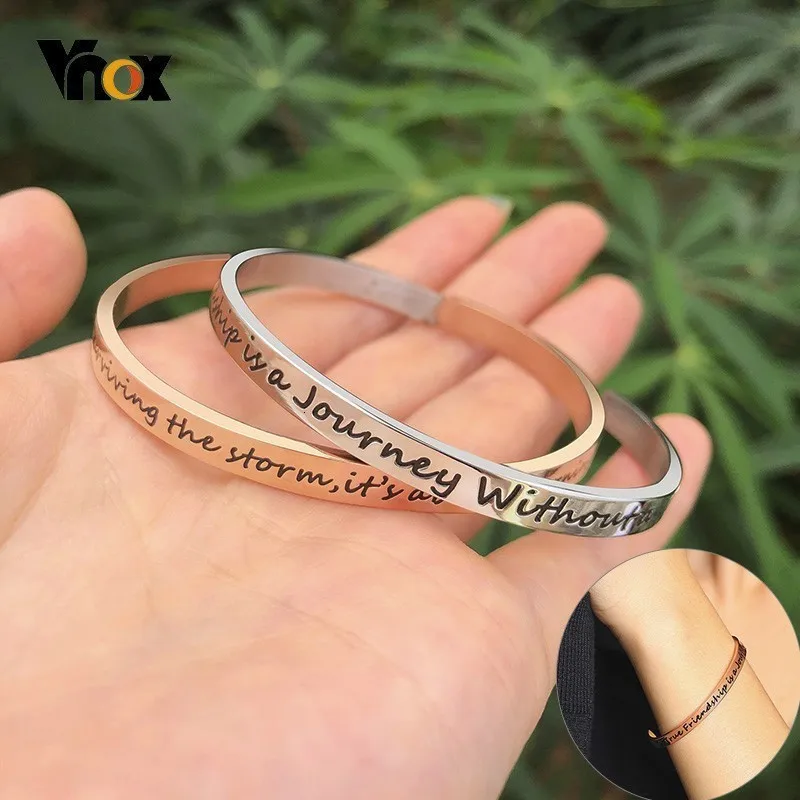 Женский браслет из нержавеющей стали Vnox модный с манжетами розового золота