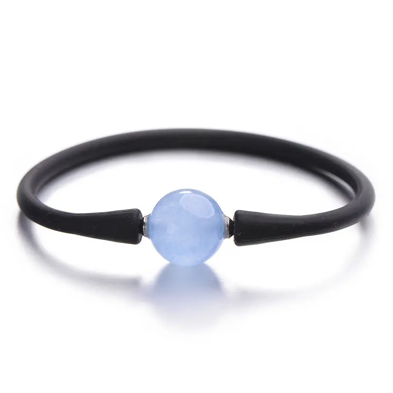 black lt blue Pipitree простой силикон Унисекс Браслет 14 мм Инь Ян очаровательные каменные бусины браслеты для женщин мужчин пара ювелирных изделий Pulsera mujer - Окраска металла: black lt blue