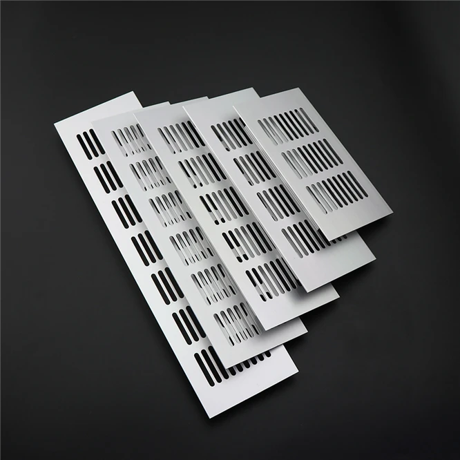 

50Pcs/lot Anti-rust aluminum alloy Square Wardrobe Cabinet Mesh Hole Silver Air Vent Louver Ventilation Cover Furniture hardware
