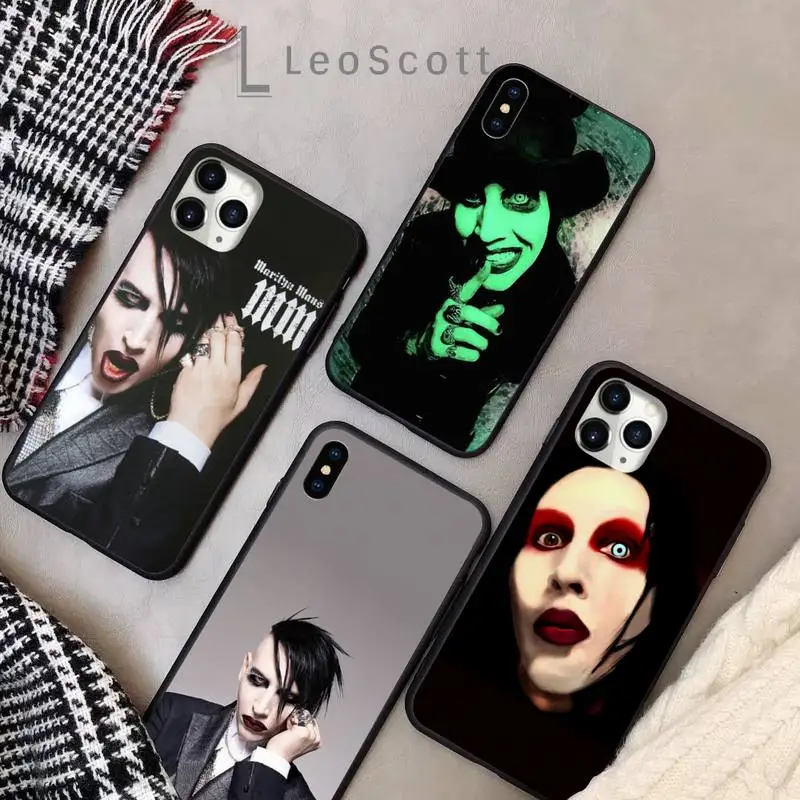 

Marilyn Manson Rock musician Phone Case for iPhone 11 12 pro XS MAX 8 7 6 6S Plus X 5S SE 2020 XR Soft silicone