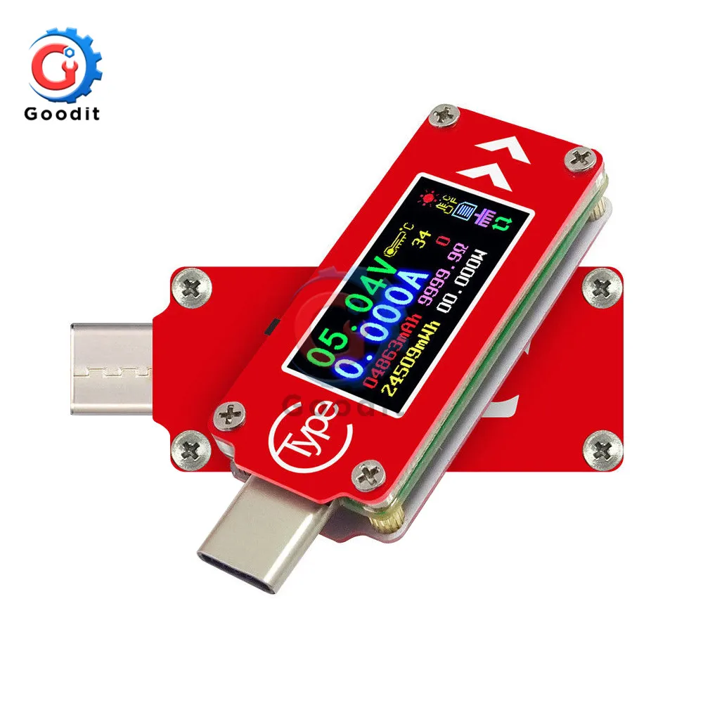 Мультиметр TC64 QC2.0 QC3.0 Type-C USB-тестер с цветным ЖК-дисплеем вольтметр амперметр для