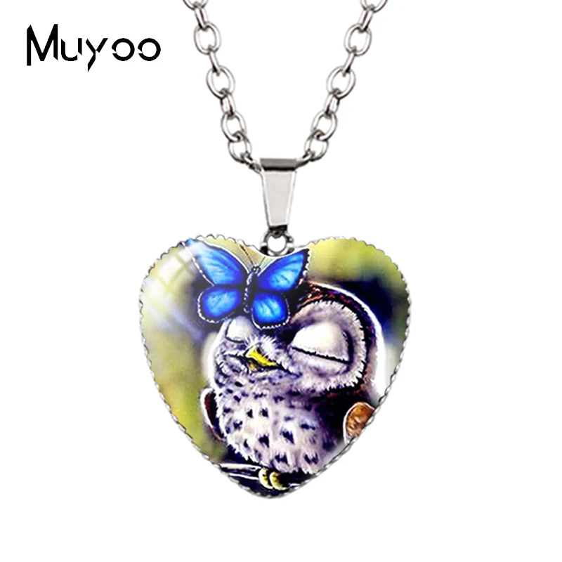 

Ожерелье в виде совы ручной работы с сердечком и бабочкой, Hz3