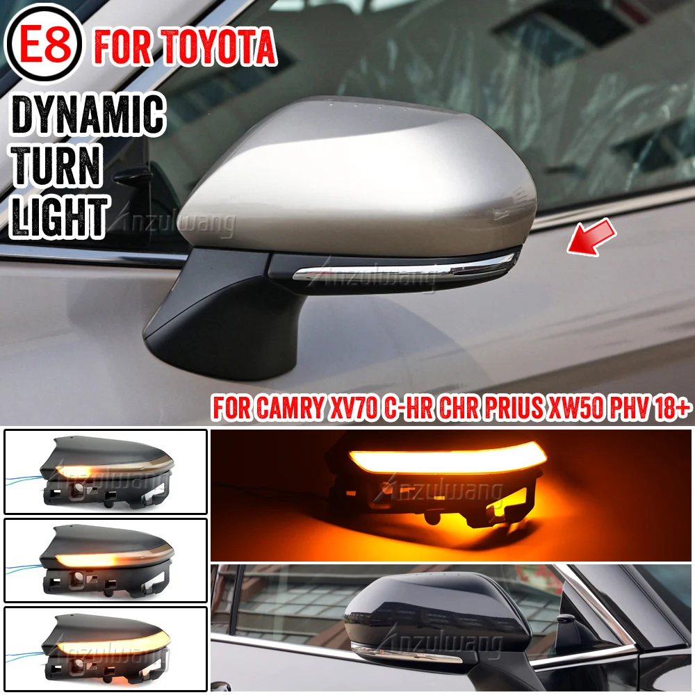 

For Toyota Camry XV70 C-HR CHR Prius XW50 PHV 2018- 2020 Car LED Dynamic Turn Signal Light Side Mirror Indicator Blinker Lamp