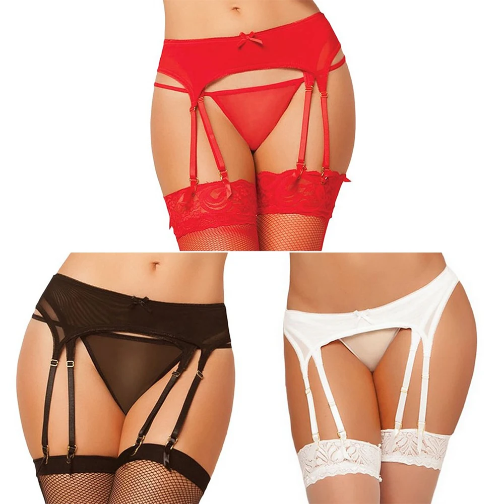 

Spandex Garter Belt With Thong Double Layered Mesh For Women 2-Piece Sexy Intimate clothing