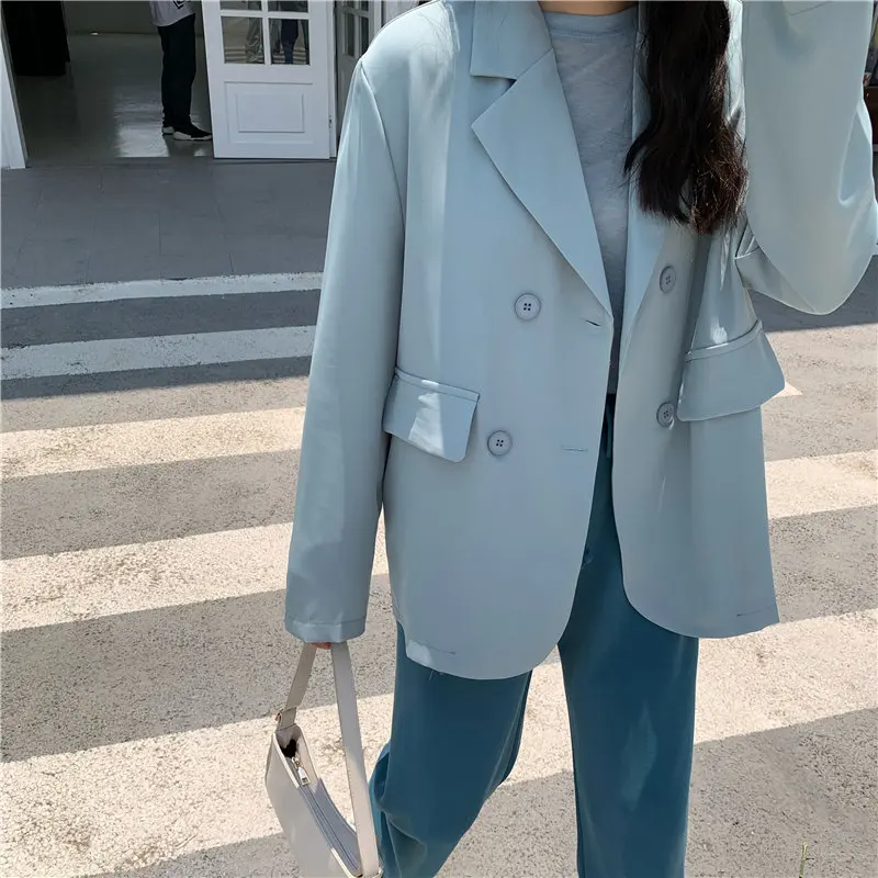 

Thin Women Solid Sunscreen Brief Coats Summer New Lapel Loose Office Lady Thin OL Tops Streetwear All Match Blazers