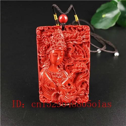 Китайский натуральный красный Органическая киноварь из камня Bodhisattva кулон