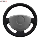 Нескользящие черные замшевые чехол рулевого колеса автомобиля для Renault Clio 2 2001 2002 2003 2004 2005 2008 Dacia Sandero 2009 2010 2011 2012