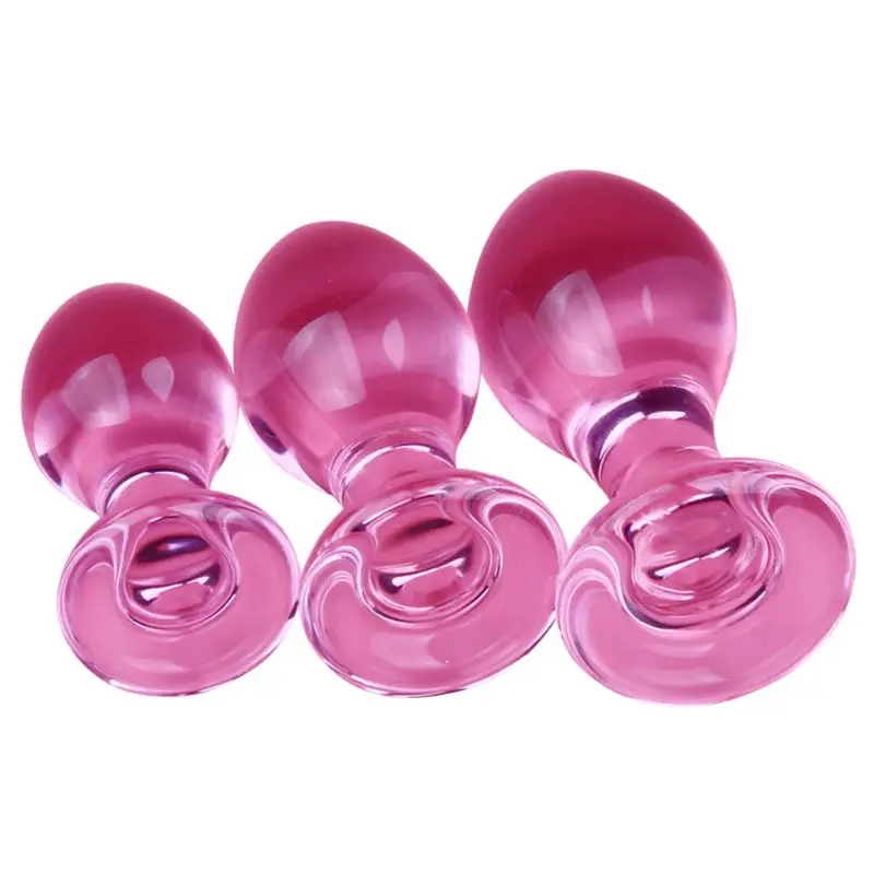 Розовая стеклянная Анальная пробка Кристальный g-точечный массажный