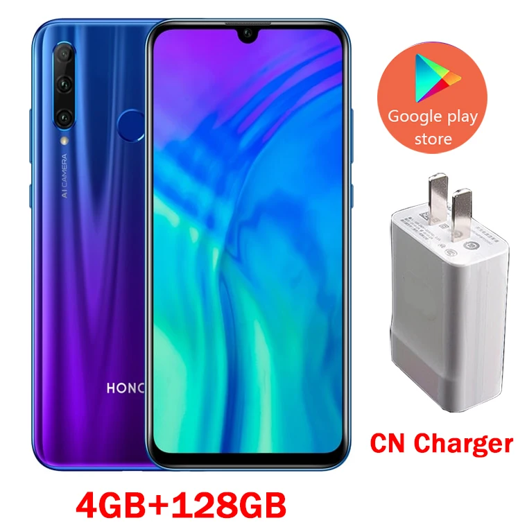 CN 4G128G Blue Honor 20 lite, Смартфон Honor 20i Android 9,0, четыре ядра, 6,5 дюймов, полный экран, 1440x1440, двойная камера, 3 слота, сотовый телефон - Цвет: CN 4G128G Blue