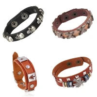 goth punk black brown braided leather bracelet bangle for male women egirl accessories gothic couple bracelets rock jewelry
