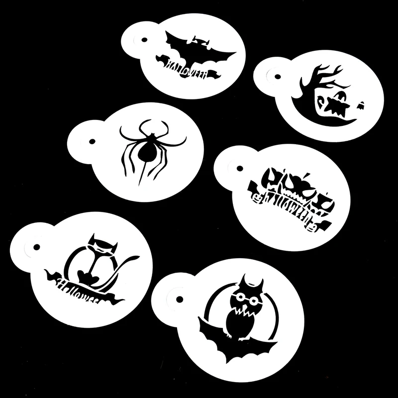 6 шт./компл. ПЭТ трафареты для кофе лазерная резка печенье выпечка кексов помадки