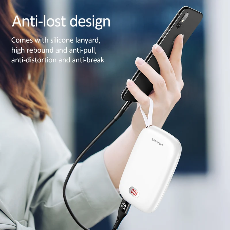 USAMS power Bank 10000 мАч светодиодный дисплей с двумя портами usb мини-Банк питания для Xiaomi