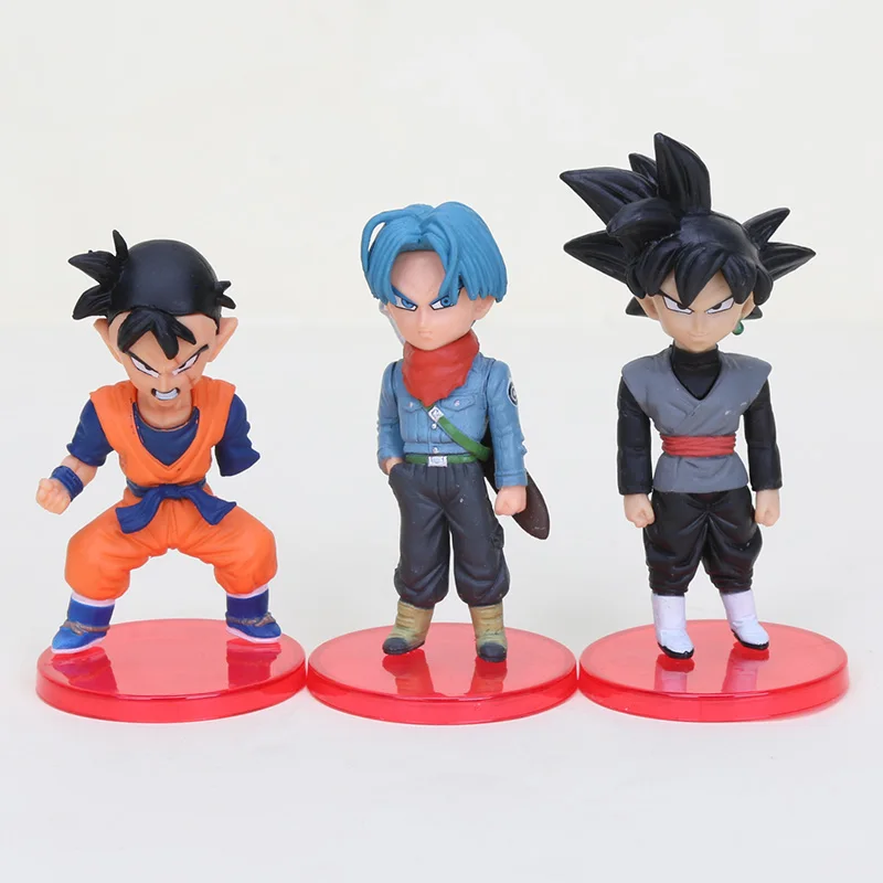 6 шт./компл. 6 см Dragon ball Acion рисунок Сон Гоку черный Мужские Шорты для купания Zamasu Модель ПВХ фигуркы игрушки Рождественский подарок