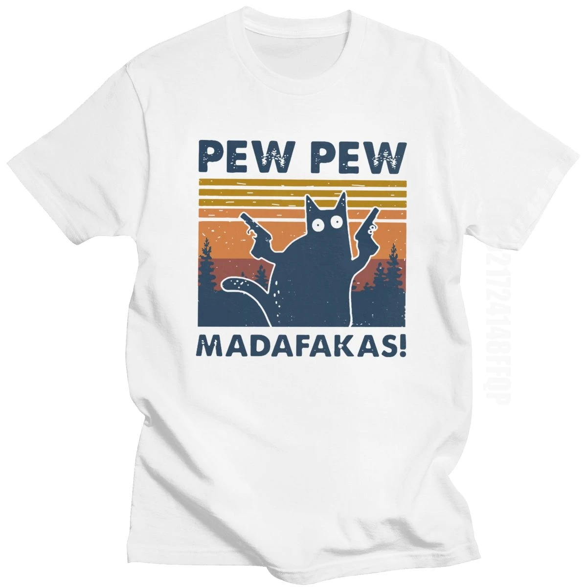 

Cool Men Funny Cat Pew Pew Madafakas T Shirt Brand New Cotton T-shirt Vintage Crazy Cat Tees Top Humor Tshirt Idea Gift Clothes
