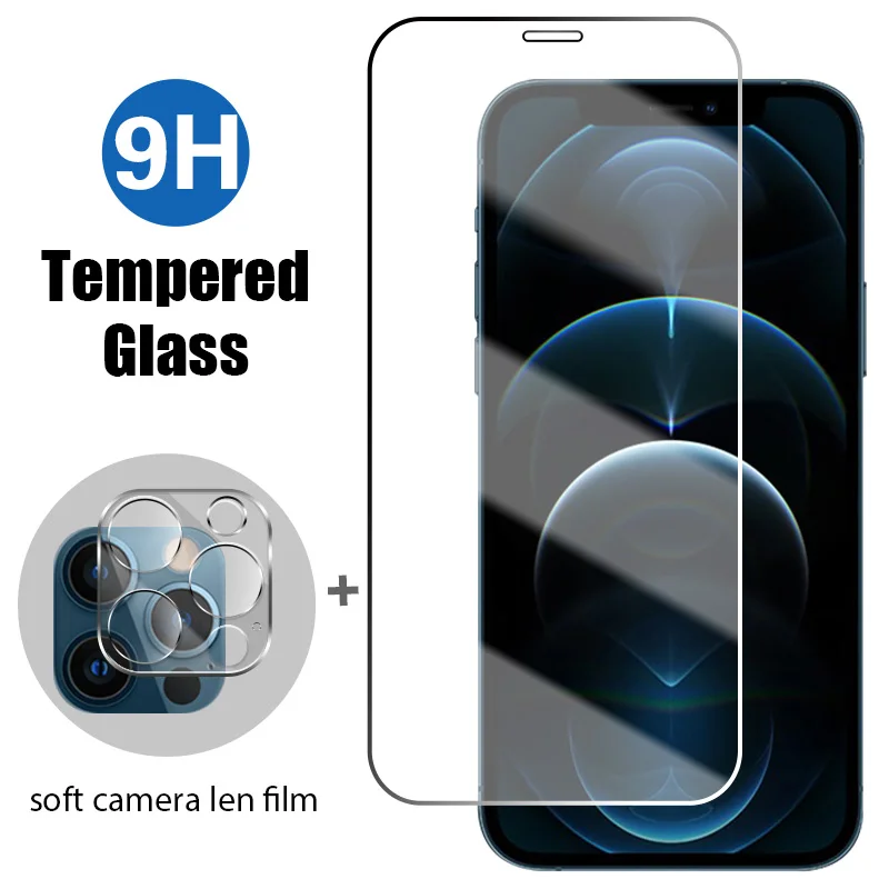 Закаленное стекло 2 в 1 для iPhone 11 12 Pro Max Mini мягкая пленка объектива камеры Защита