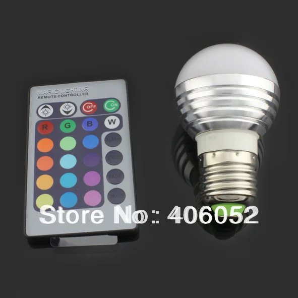 

Energy saving+Remote Control 16 Colors Changing rgb led lights ,3W E27 RGB LED lamp,85-265V RGB LED light, free shipping