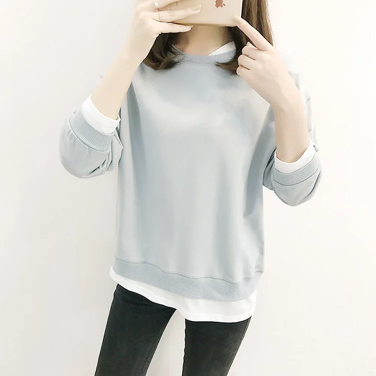 Сплошной цвет толстовка осень и зима Женская хлопчатобумажная Повседневная