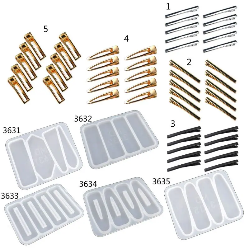Заколки силиконовые формы для эпоксидной смолы DIY заколка волос акриловый зажим