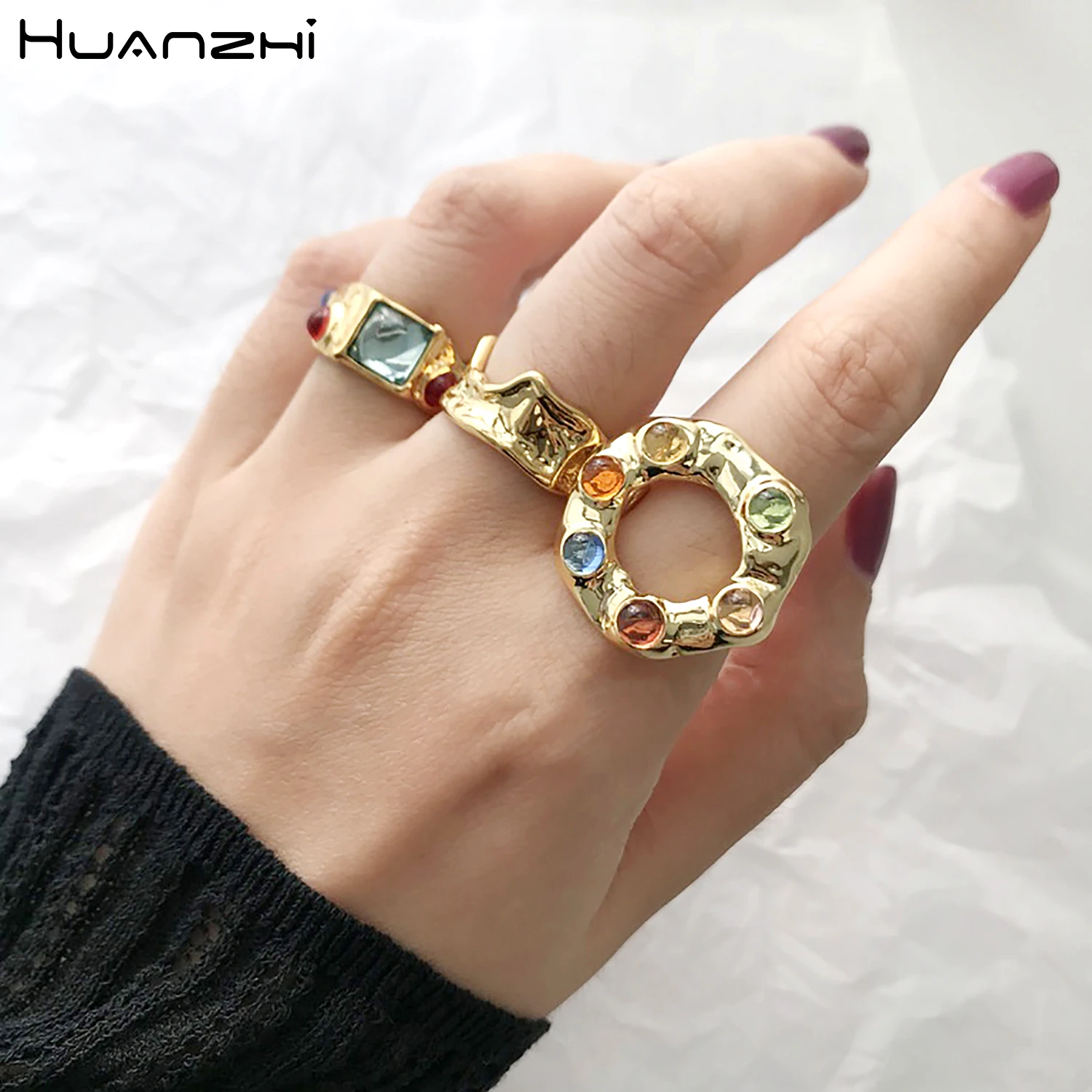 HUANZHI 2020 Новые французские винтажные барочные Кристаллы Красочные стразы полые