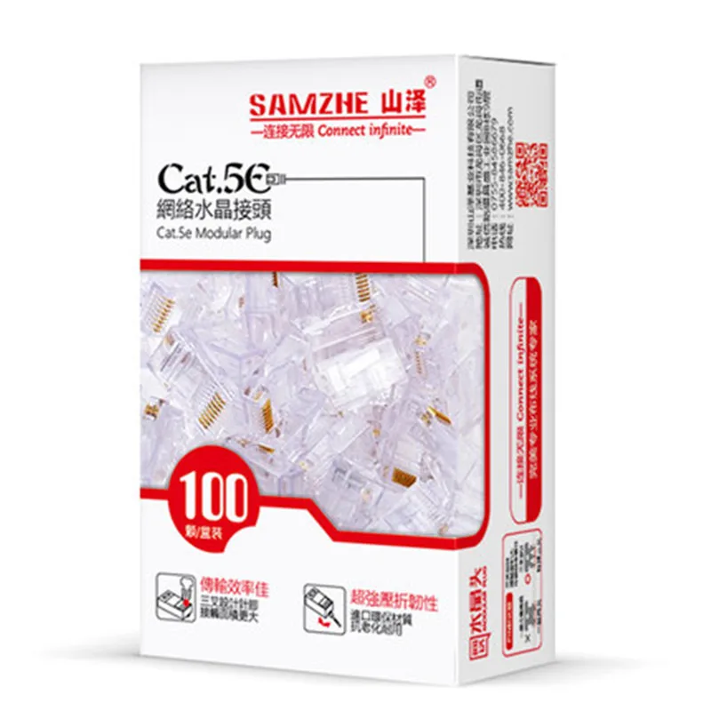 100 шт. Кристалл 8Pin RJ45 модульный разъем сетевой кабель адаптер для Cat5e Rj 45 Ethernet