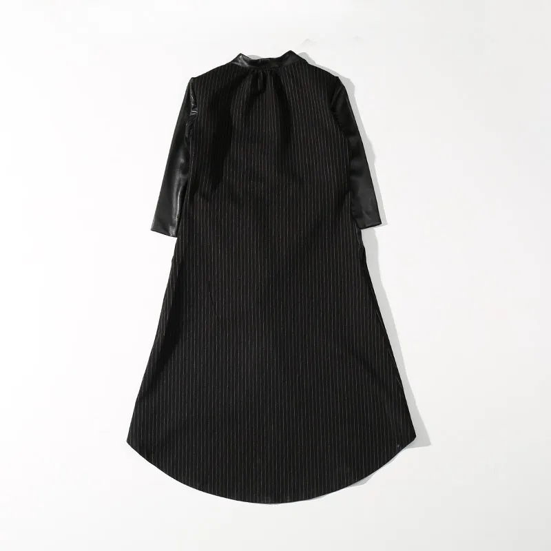 2020 Spring Women Genuine Leather Dress Black Long Sleeve Elegant High Waist Vintage Real Sheepskin Ladies Clothes | Женская одежда