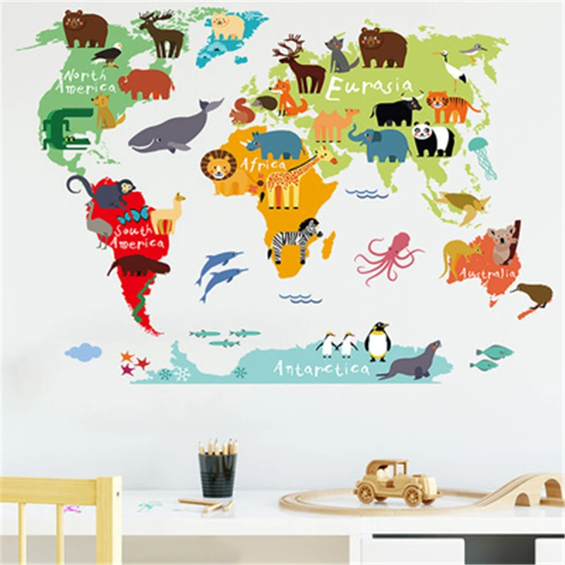 

Наклейки на стену с изображением танцующих животных, лиса, бант, для детской спальни, входа в класс, самоклеящиеся обои