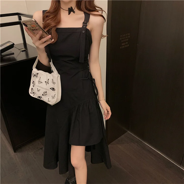 Асимметричное Платье на бретелях Новинка лета 2021 женская одежда дизайнерская